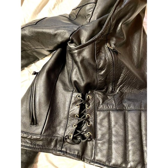 Bikers Dream Apparel Thinsulate Black Leather Biker Jacket Sz 42 Unisex Worn 2x - Picture 3 of 9